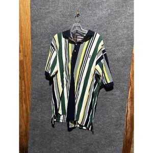 Siegfried Polo Shirt Mens Medium Multicolor Striped 100% Cotton Short Sleeve